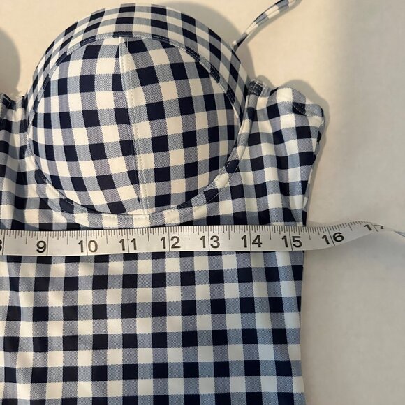 GAP Swimsuit Womens Large Blue White Check Plaid Underwired One Piece Halter NWT - Picture 12 of 12